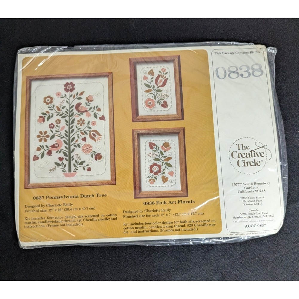 Vintage Folk Art Florals Charlette Reilly embroidery kit‎ Creative Circle 0838